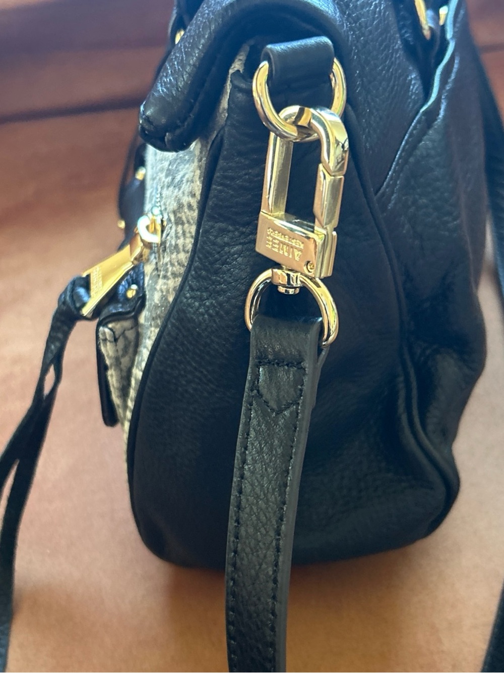 AIMEE KESTENBERG Python Snakeskin Prints Foldover Dual Pockets Shoulder Bag - Picture 4 of 11